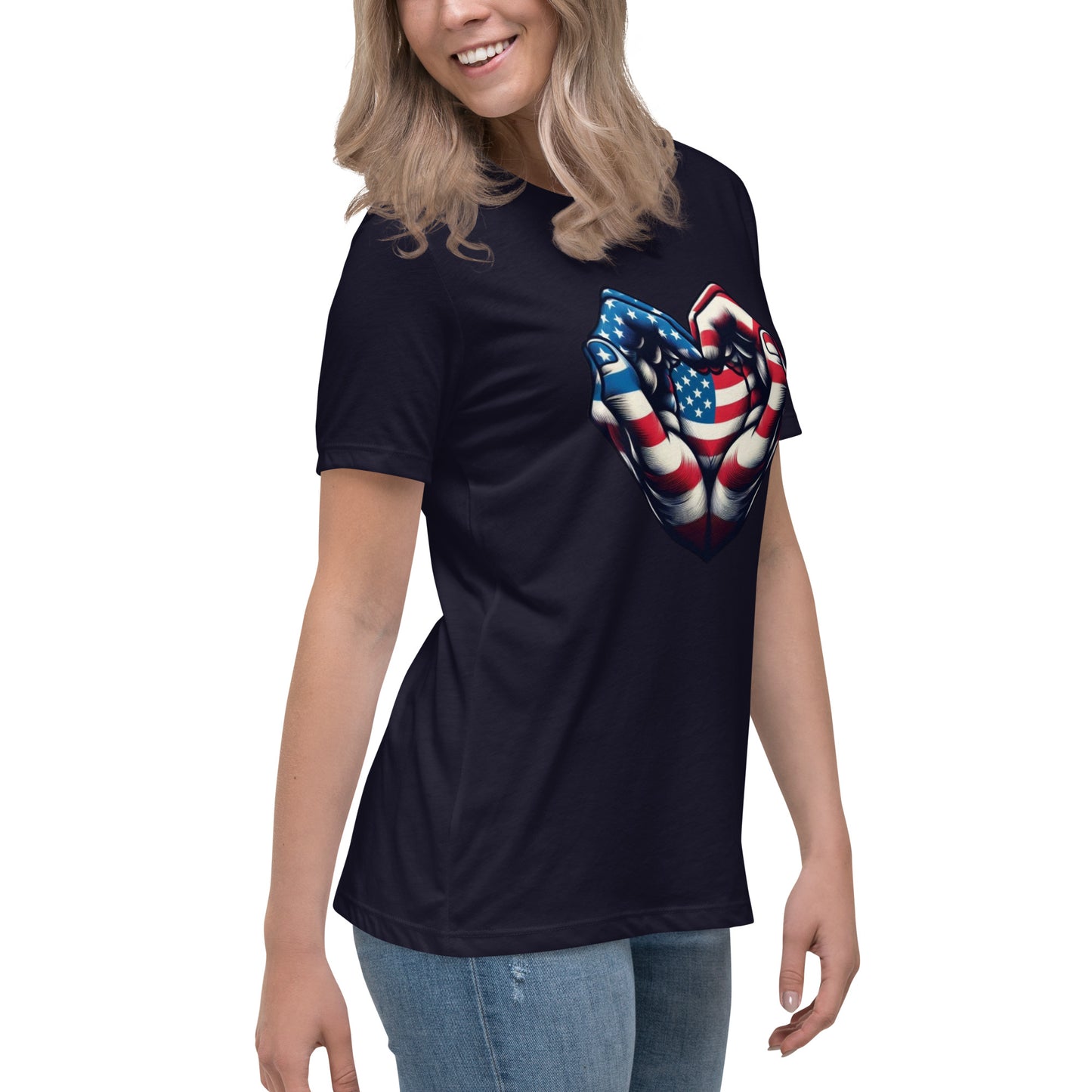 Women's Relaxed T-Shirt, USA Heart