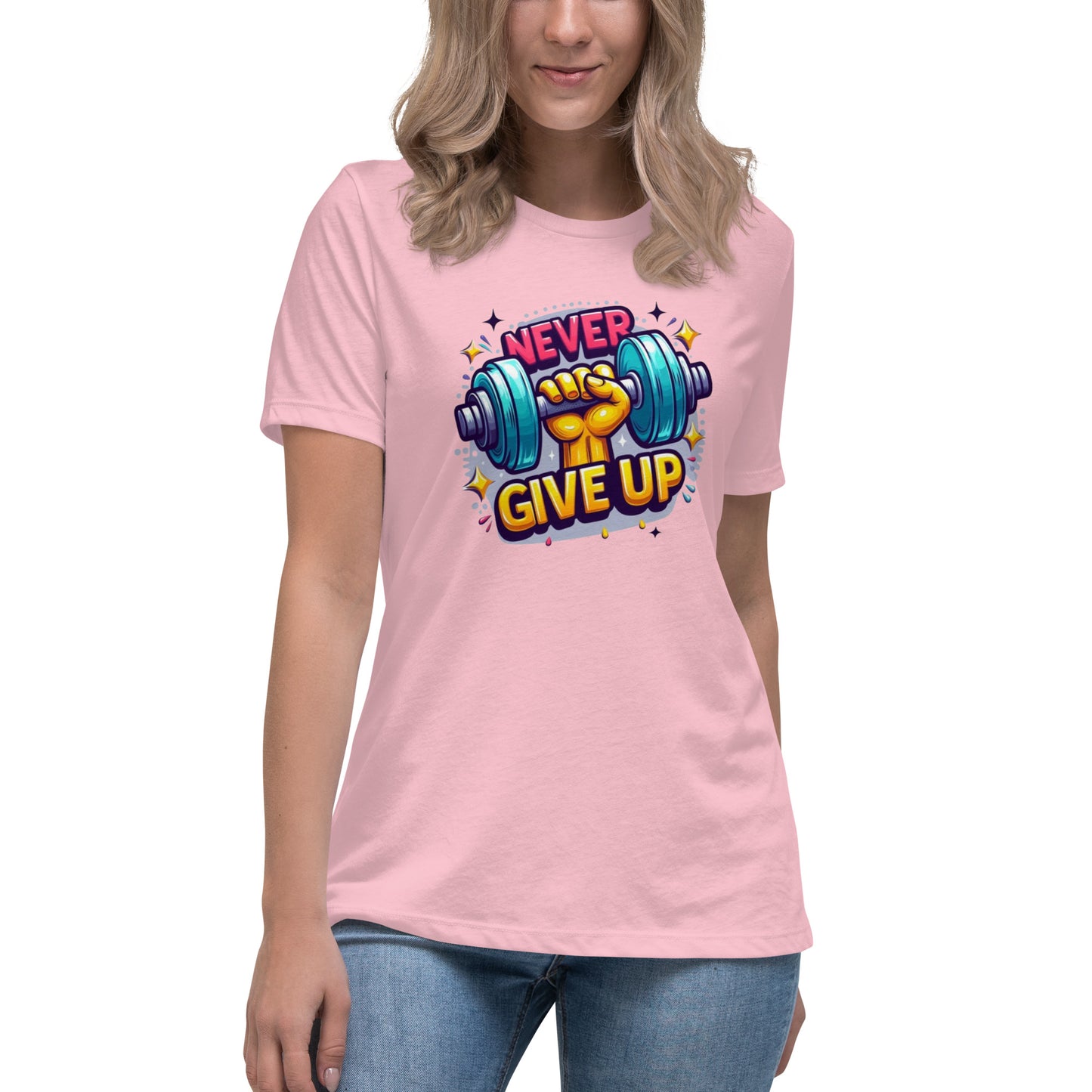 Women's Relaxed T-Shirt, Never give up