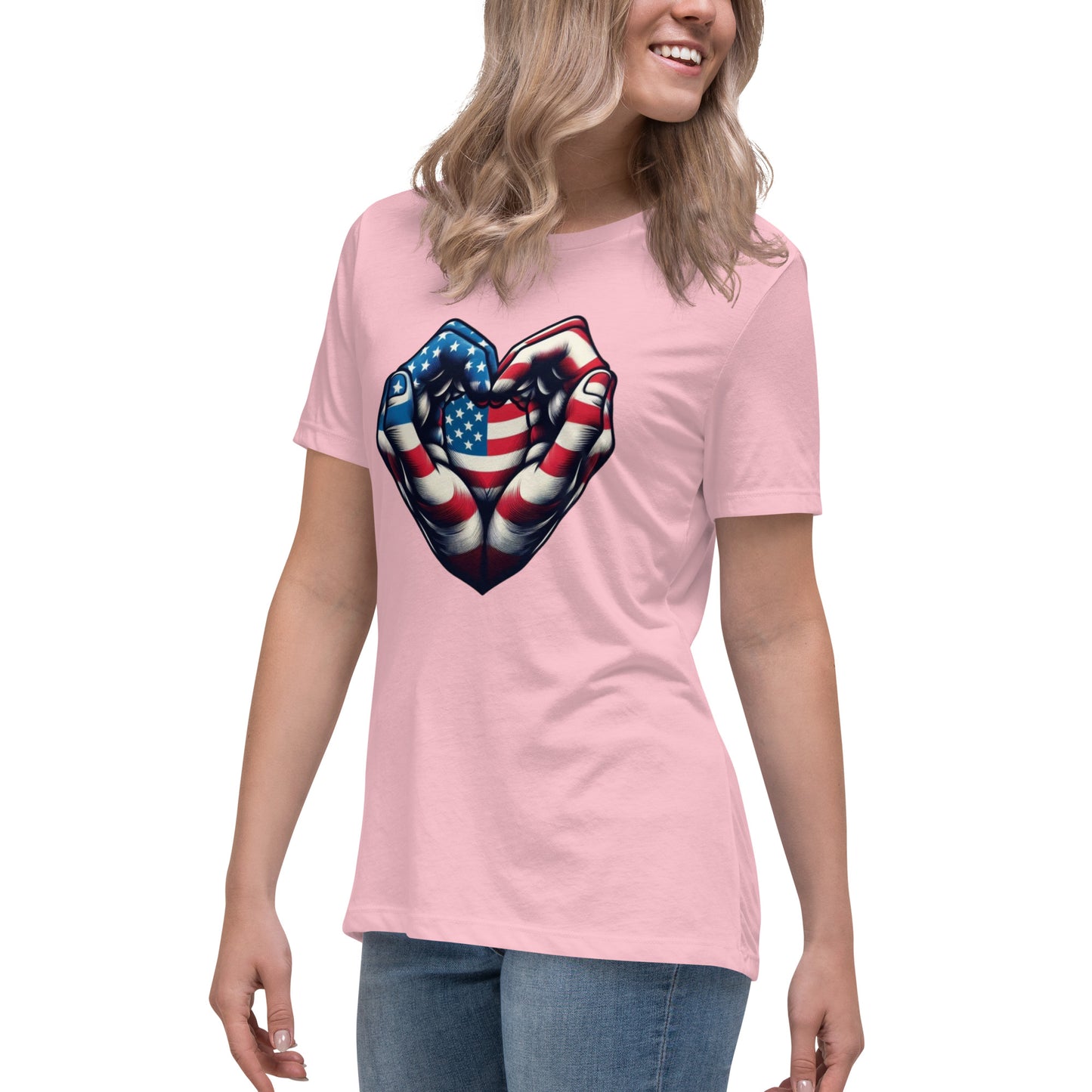 Women's Relaxed T-Shirt, USA Heart