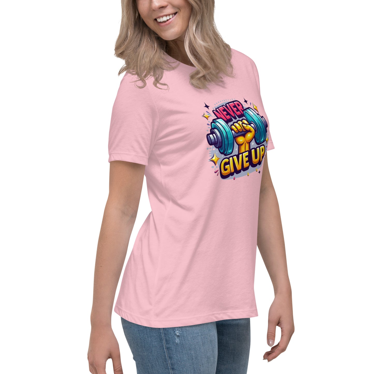 Women's Relaxed T-Shirt, Never give up