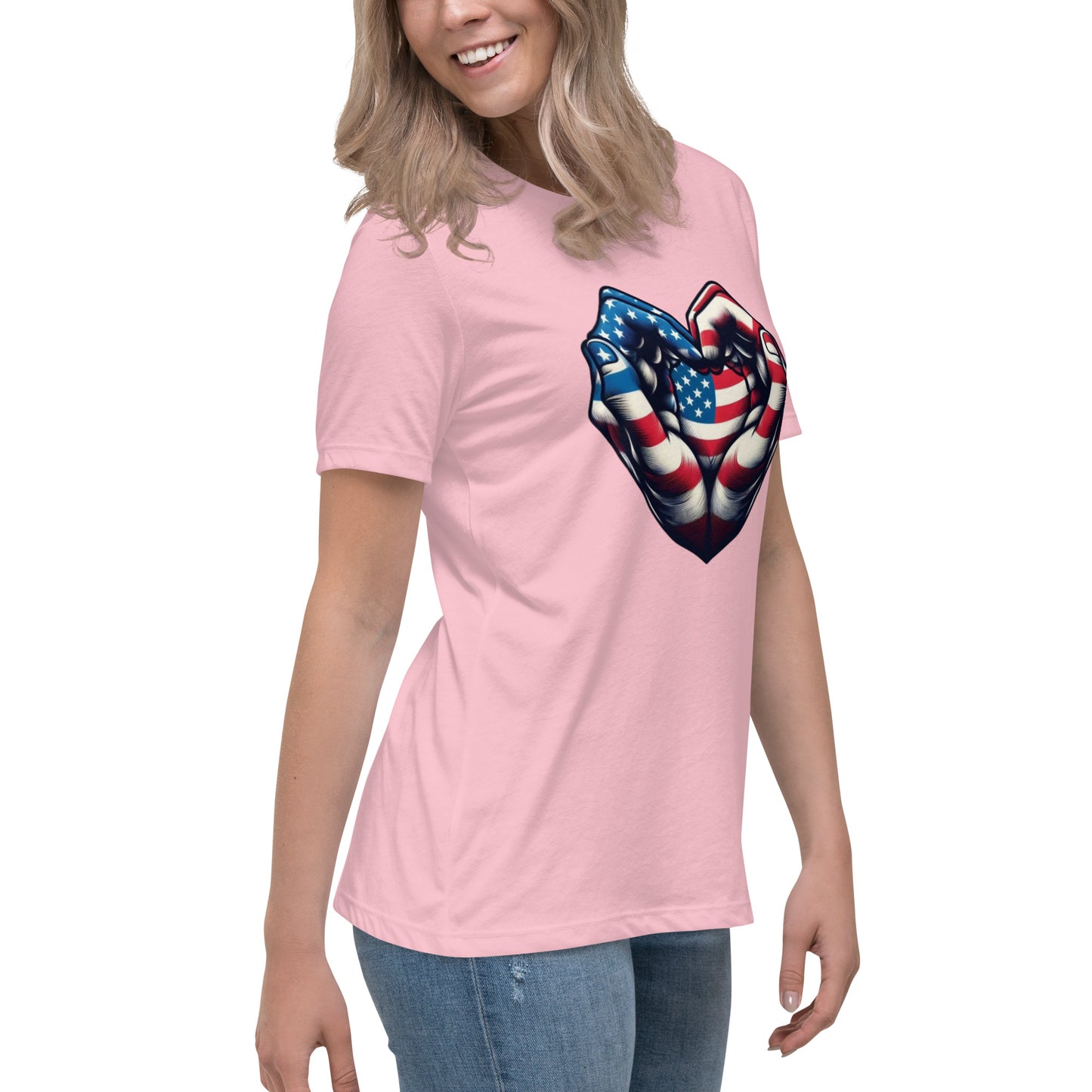 Women's Relaxed T-Shirt, USA Heart