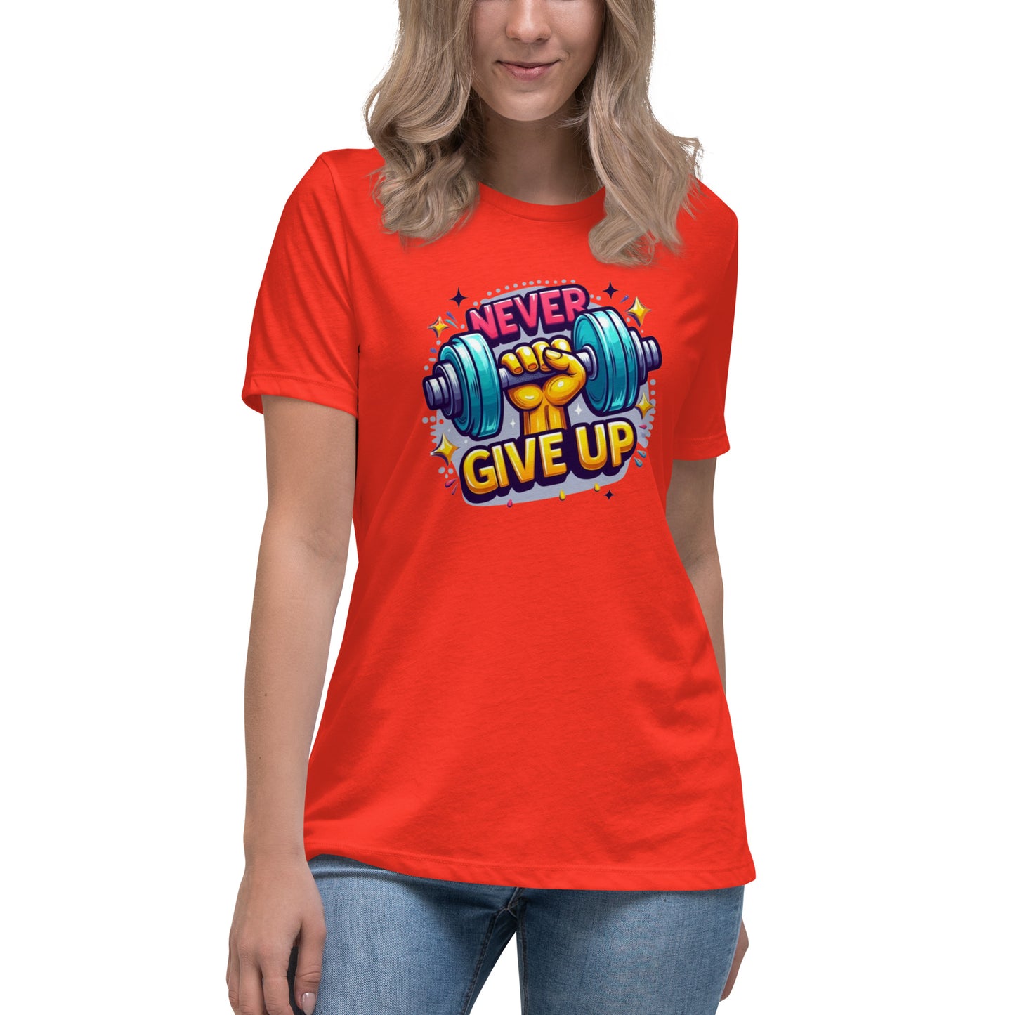 Women's Relaxed T-Shirt, Never give up