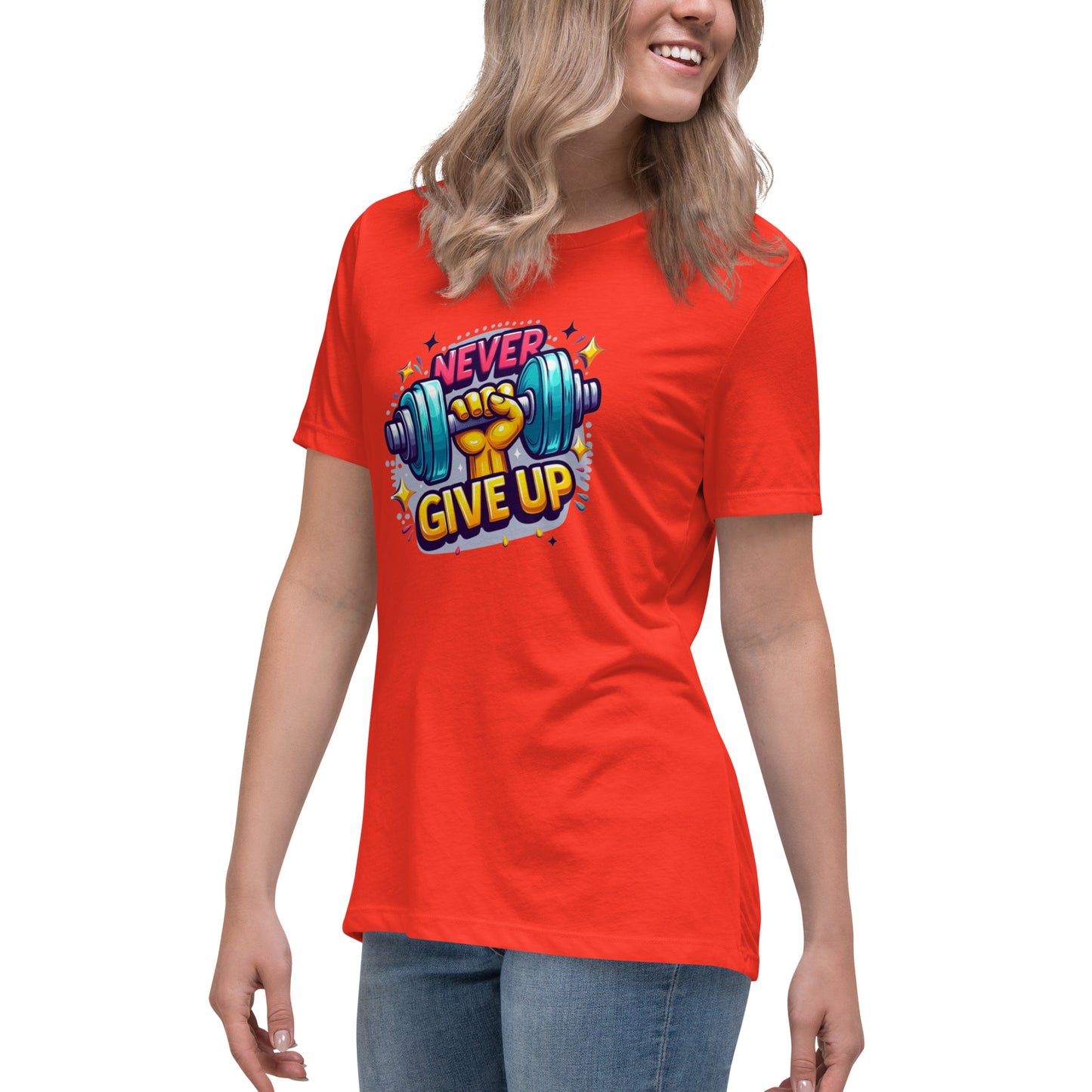 Women's Relaxed T-Shirt, Never give up