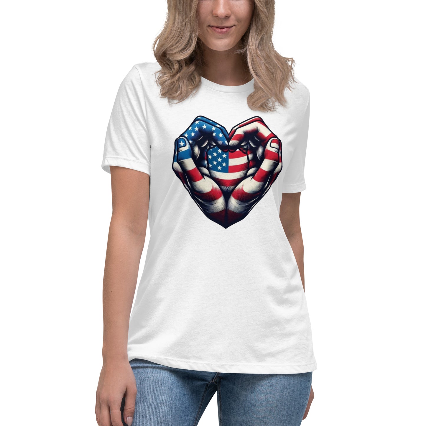 Women's Relaxed T-Shirt, USA Heart