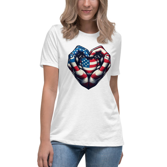 Women's Relaxed T-Shirt, USA Heart