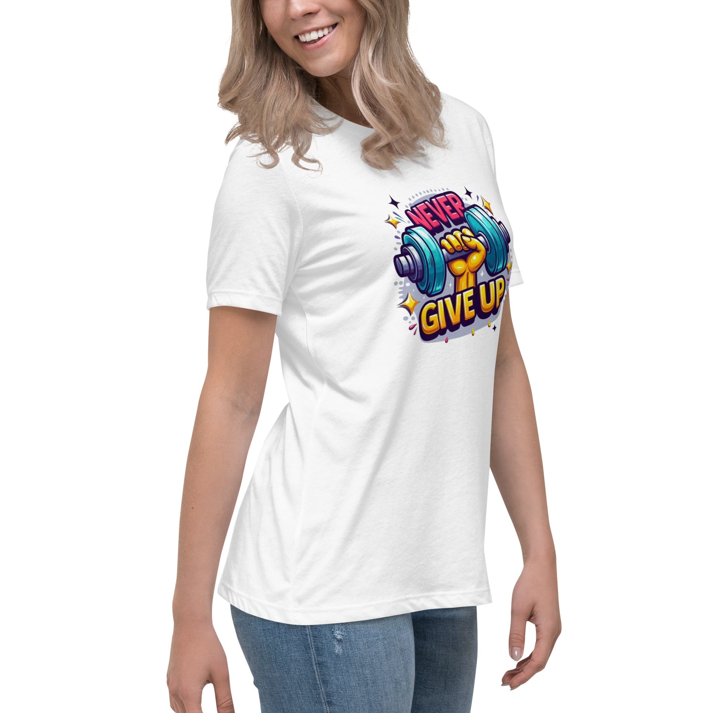 Women's Relaxed T-Shirt, Never give up
