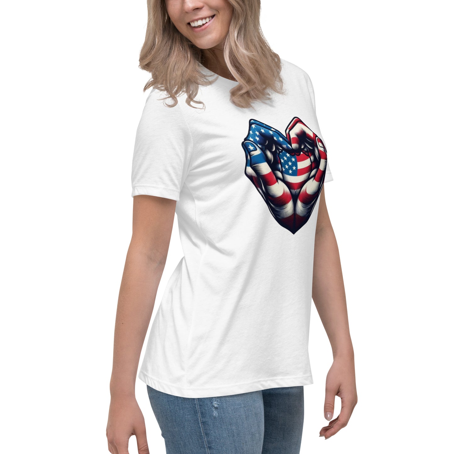 Women's Relaxed T-Shirt, USA Heart