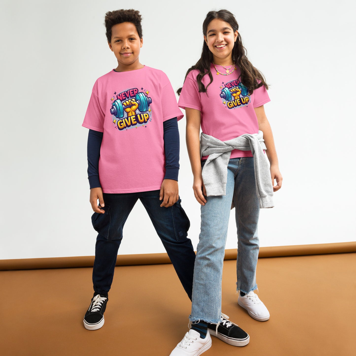 Youth classic tee, Never give up