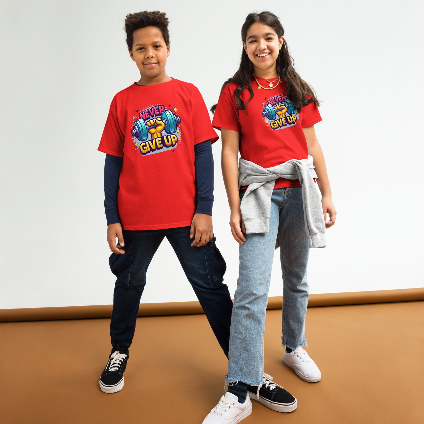 Youth classic tee, Never give up