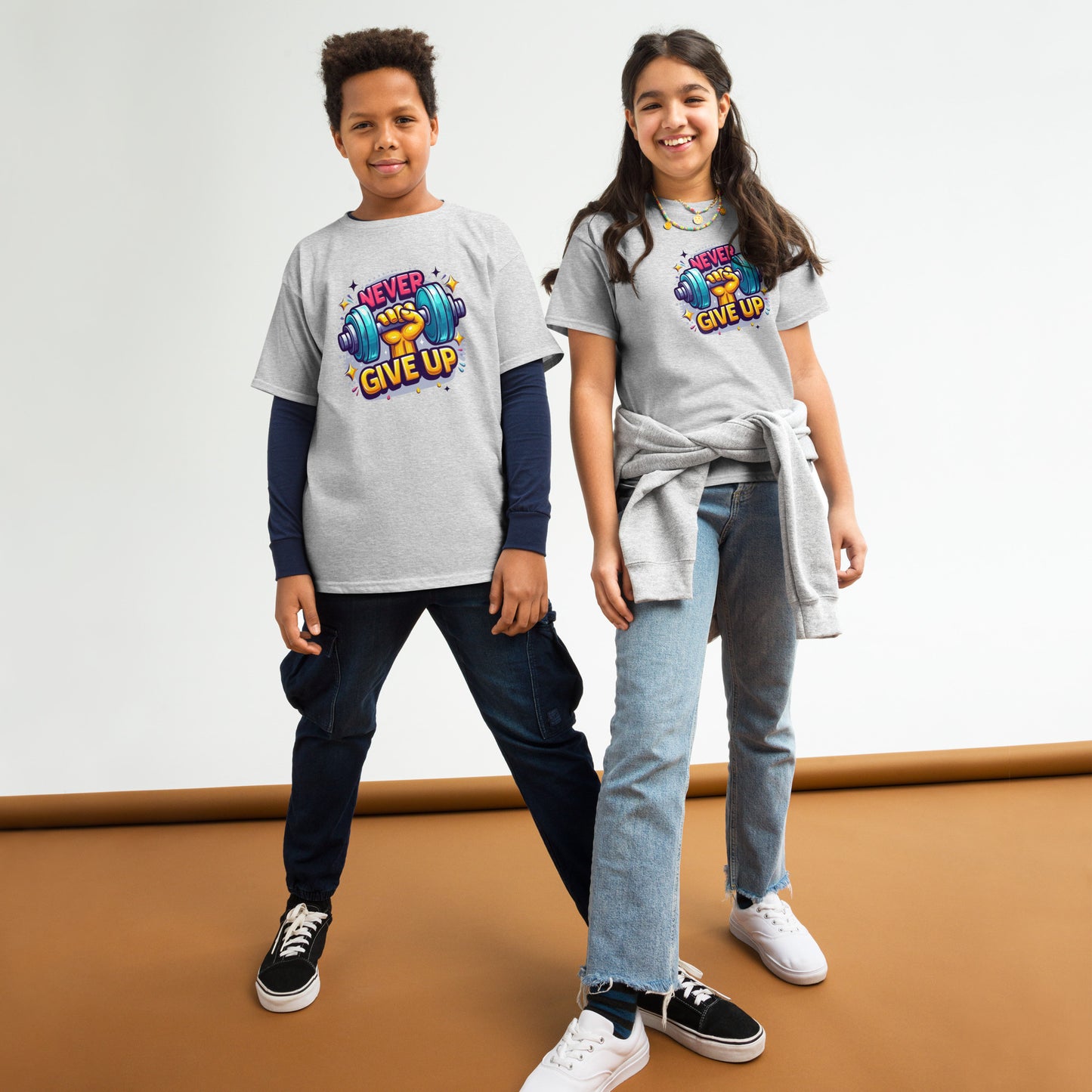 Youth classic tee, Never give up